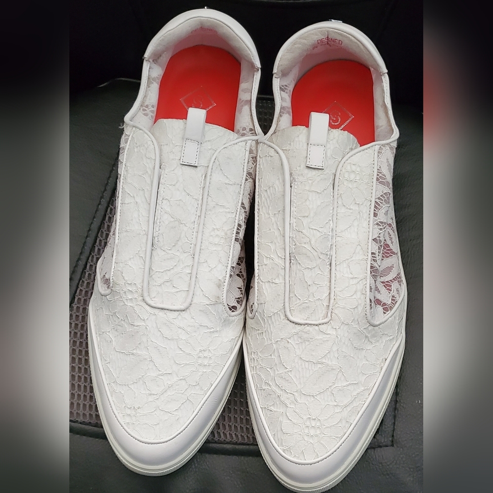 COCKTAILS SNEAKERS, SIZE 12, white lace.